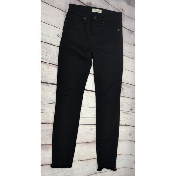 MADEWELL Women's 9" High Rise Skinny Jeans SIZE 24 Black Wash Raw Hem - Picture 6 of 8